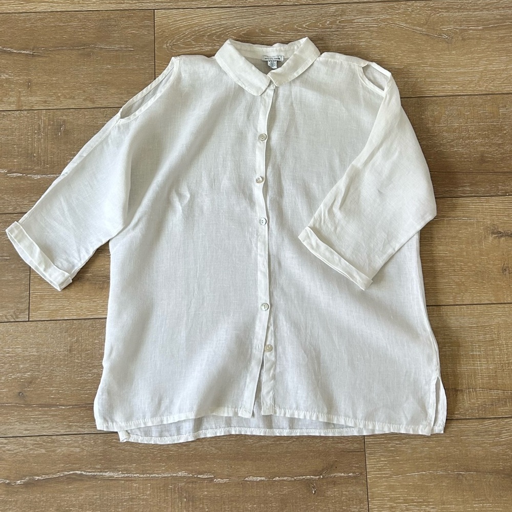 Saks Fifth Avenue White Linen Blouse - M - Picture 2 of 7